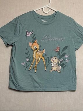 Disney Bambi Graphic T Shirt Women’s Large Green Thumper Cute Nature Tee